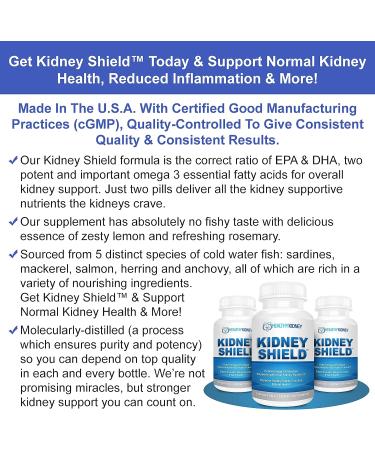 Kidney Shield 120 Caps - Kidney Support Supplement for Cleanse & Health - Omega 3 - 120 Count - Buy Online on GoSupps.com