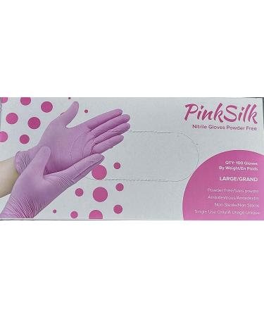 100 Pcs Pink Silk Nitrile Gloves Small