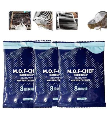 M.O.F-Chef Protective Kitchen Cleaner 2023 New Heavy Duty Degreaser Cleaner Sstainless Steel Cleaning Powder Stubborn Stain & Grease Remover for Hood Pots Grill Sink (3pcs)