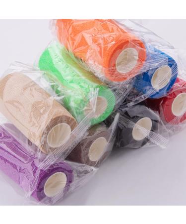 BQTQ 8 Rolls Cohesive Bandage 4 Inch - Self Adherent Sport Wrap Tape for Ankle Sprains & Swelling - Rainbow Colors - 8 Pack - Buy Online on GoSupps.com