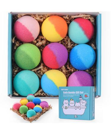 Maylawn Bath Bombs Gift Set Vegan & Cruelty Free Ideal Present for Women Girls Birthday Mothers Day Gifts Idea 9-Pieces Handmade Fizzy Bubble Bath Bombs