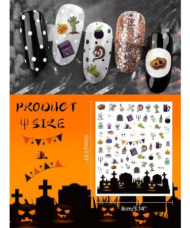 1500+ Patterns Halloween Nail Art Stickers Decals EBANKU 3D Self-Adhesive Nail Sticker Halloween Pumpkin Spider Bat Grave Manicure Sticker for Women Nail Art Decorations (12 Sheets) - Buy Online on GoSupps.com