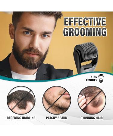 King Leonidas Beard Derma Roller 0.30mm Titanium Micro-Needling for Men - Facial Hair & Beard Growth - Buy Online on GoSupps.com