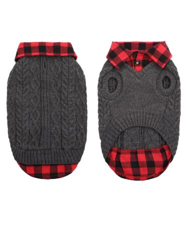 Cit toile warm dog sweater turtleneck-knitting dog sweater with a styles puppy clothing with linen holes for autumn winter warm coat clothing for small medium-sized pets gray S small gray