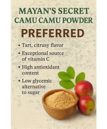 Mayan's Secret - Organic Camu Camu Powder USDA Certified Vegan Non-GMO High Vitamin C Superfood for Immune Support Natural Antioxidant Boost 3.5 oz (99g) 3.5 Ounce (Pack of 1) - Buy Online on GoSupps.com