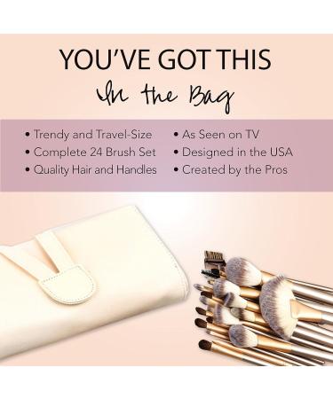 Zoe Ayla Make-Up Brush Set With Vegan Leather Storage Bag Beige 24 Piece - Buy Online on GoSupps.com