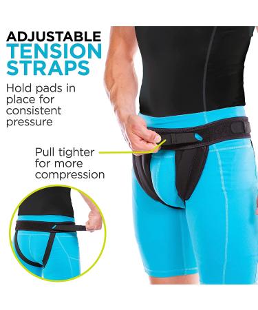 Inguinal Hernia Belt - Supportive Truss for Groin Pain Relief - Removable Compression Pads - Men and Women (M) - Buy Online on GoSupps.com