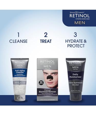 Retinol Men s Charcoal Blackhead Remover Original Anti-Aging Peel-Off Pore Strips for Deep Cleansing & Pore Unclogging | Fast Results in 10 Minutes - Buy Online on GoSupps.com