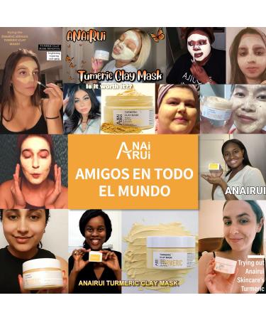 ANAI RUI Turmeric Clay Face Mask with Vitamin C & Aloe - Acne & Dark Spots Treatment, 4.23 oz - Buy Online on GoSupps.com