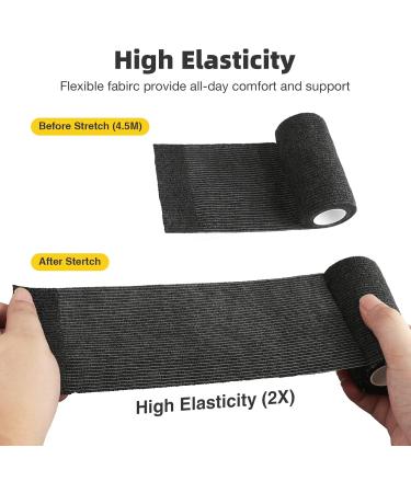 Anjocare Self-Adhesive Bandage Wrap (8 Pack) - Breathable & Cohesive Wrap for First Aid Sports Injuries and Pet Care - 10cm x 4.5m - Black - Buy Online on GoSupps.com