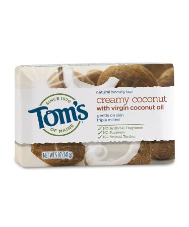 Tom's of Maine Natural Beauty Bar Soap - Creamy Coconut (5 oz, 6-Pack) with Virgin Coconut Oil - Buy Online on GoSupps.com