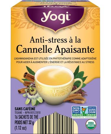 Yogi Tea - Soothing Cinnamon Stress Support Tea (6 Pack) - With Ashwagandha and Passionflower- Caffeine Free Organic Herbal Tea - 96 Tea Bags - Buy Online on GoSupps.com