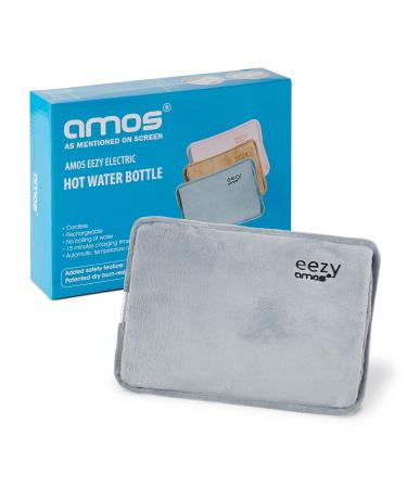 AMOS Eezy Rechargeable Electric Hot Water Bottle Bed Warmer with Hand Heat Pad Glove Pain Relief Grey