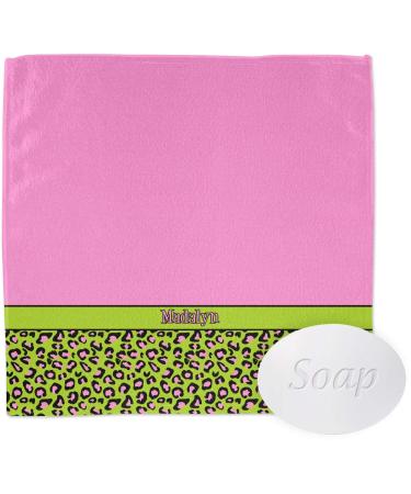 YouCustomizeIt Personalized Pink & Lime Green Leopard Washcloth