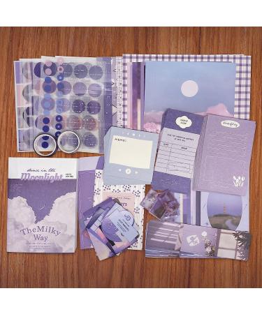 Vintage Aesthetic Scrapbook Kit(346pcs)  Scrapbooking Supplies Kit with Bullet Junk Journal  Stationery  A6 Grid Notebook with Graph Ruled Page DIY Journaling Gift for Teen Girl Kid Women  Purple - Buy Online on GoSupps.com