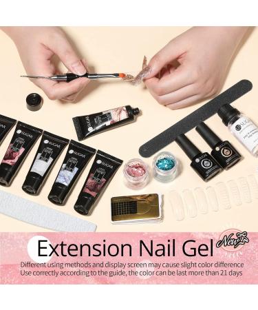 UR SUGAR Classic Poly Extension Gel Nail Kit - 6 Colours Nude, Pink, Clear, Silver, Gold Glitter - Builder Gel Starter Kit for Women - Buy Online on GoSupps.com