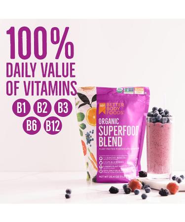BetterBody Foods Organic Superfood Blend Powder - 6g Vegan Protein/Serving, Soy-Free, Gluten-Free - 1.58 lb (25.4 oz) - Ideal for Smoothies, Shakes, Juices - Buy Online on GoSupps.com