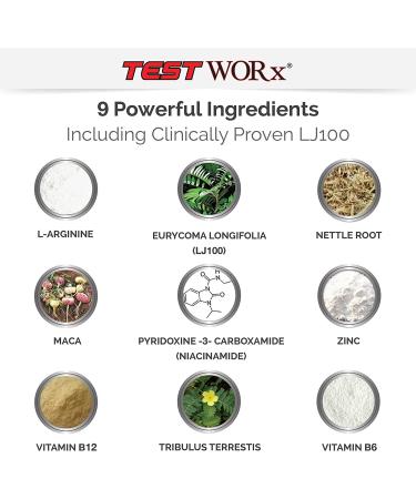 Superior Labs Test Worx Natural Testosterone Booster Supplement with Clinically Proven LJ100 and 8 Other Powerful Ingredients - Noticeable Increase in Energy  Stamina  Recovery  Sleep and Mood - Buy Online on GoSupps.com