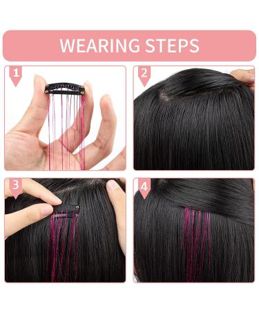6 Pcs Pink Hair Tinsel Kit - Clip in Heat Resistant Glitter Extension for Women, Girls, Kids - Festival Party Hair Accessories - Buy Online on GoSupps.com