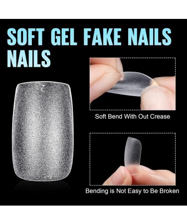 TOMICCA Short Square Nail Tips Clear Nail Tips Natural False Nails Square French Acrylic Nails Artificial Nails Tips for Girls Women (240 Pcs 15 Sizes) 2.Short Square - Buy Online on GoSupps.com