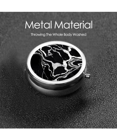 Buy Black and White Marble Round Pill Box | 3 Compartment Portable Travel Organizer for Vitamins & Medicine - Buy Online on GoSupps.com