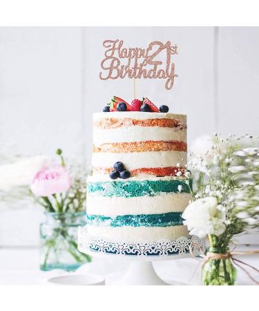 Rose Gold Glitter 21st Birthday Cake Topper - Happy 21 Birthday Decoration Pack for Party Supplies - Buy Online on GoSupps.com