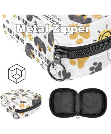 Women's Travel Makeup Organizer with Menstrual Cup Pocket - Large Capacity Dachshund Dog Paw Design - Buy Online on GoSupps.com