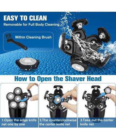7D Bald Head Shavers for Men - Rechargeable 6-in-1 Waterproof Grooming Kit | LED Display Cordless Electric Razor - Buy Online on GoSupps.com