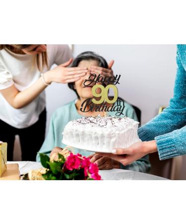 Shop Sumerk 90th Birthday Cake Attachments - Gold & Black Decorations Perfect for 90th Birthday Party - Buy Online on GoSupps.com