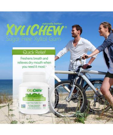 Xylichew Spearmint Chewing Gum - 100% Xylitol, Non-GMO, Sugar-Free, 60 Count Jars (Pack of 4) - Oral Care & Fresh Breath - Buy Online on GoSupps.com