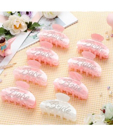 Bride Claw Clip Set - 8 Pcs Acrylic Rhinestone Hair Clips for Bachelorette Party Decorations and Wedding Gift - Buy Online on GoSupps.com