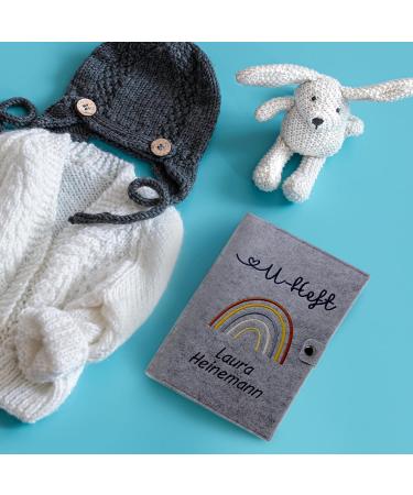 Cozy Racoon U-Magic Personalized Vaccination Passport Cover Set | High-Quality Felt Case for Child s Examination Book Vaccination Pass & Insurance Card | Rainbow Design - Buy Online on GoSupps.com