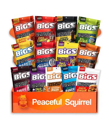 Peaceful Squirrel Variety BIGS Sunflower Seeds Sampler Pack - 13 Flavors, Keto Friendly On-The-Go Snack - 5.35oz - Buy Online on GoSupps.com