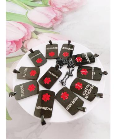Epilepsy Medical Alert ID Necklace | Black Stainless Steel Emergency Jewelry for Men & Women - Buy Online on GoSupps.com