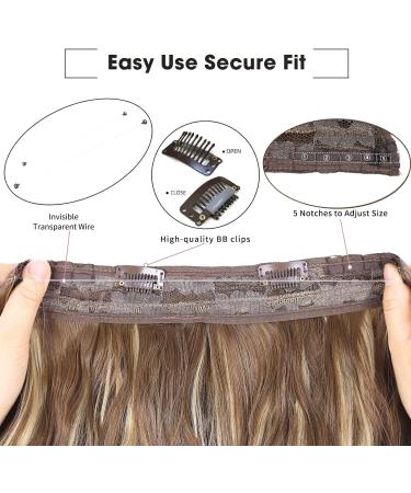20 Halos Hair Extension | Invisible Wire Hair Extensions | Deep Almond Brown & Wheat Germ Blonde | Synthetic Wavy Hair Pieces for Women - Buy Online on GoSupps.com