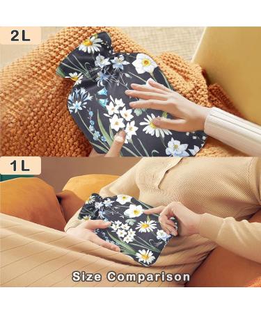 NAANLE 2L Hot Water Bottle with Cover - Watercolor Spring Flower Design | Pain Relief for Menstrual Cramps & Heat Therapy - Buy Online on GoSupps.com