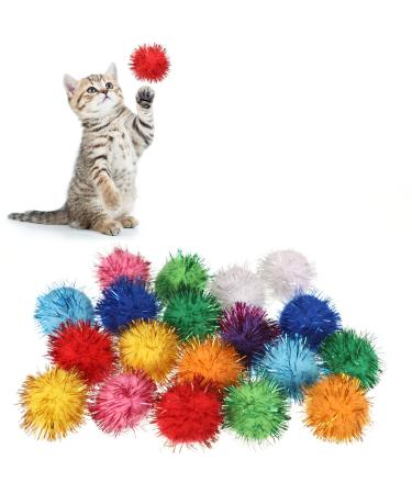 120 Pieces Cat Toys Balls Assorted Color Cat Glitter Pom pom Balls Cat Balls Pet Cat Toy Ball Toy Cat Furry Interactive Toy Balls Christmas Balls Party Balls 1.2 x 1.2 Inch Cute Style