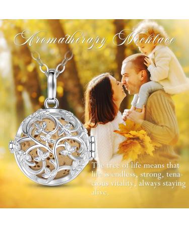 Shop Eudora Harmony Ball Aromatherapy Necklace - Yoga & Meditation Jewelry Gifts for Mom - 24 Lavaestein Pearl Chain with 7pcs Tree of Life Charm - Buy Online on GoSupps.com