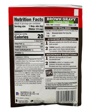 McCormick Gluten Free Brown Gravy Mix 0.88 oz - Pack of 4 - Buy Online on GoSupps.com