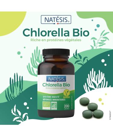 NATESIS - Organic and Vegan Chlorella 500 Tablets 100% Pure Chlorella without Additives Rich in Vitamins B12 Proteins and Iron Energy + Antioxidant + Superfood Digestion - Buy Online on GoSupps.com