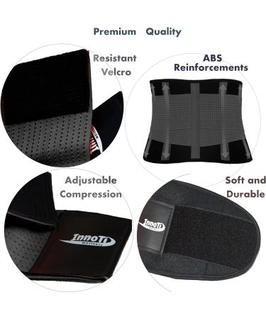 Innoti Back Band for Men & Women | Lumbar Support Belt - Compression & Double Adjustment Straps - Black XXL (107-123 cm) - Buy Online on GoSupps.com