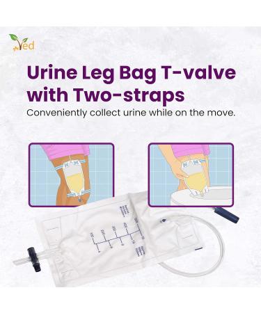 Buy Ved Urine PVC Leg Bag (500 ml Pack of 5) - T Valve Two Straps Natural Leg-Shape Design | International Shipping Available - Buy Online on GoSupps.com