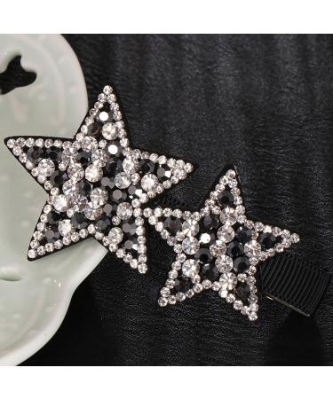 amangul Rhinestones Star Hair Clip Star Hair Accessories Star Barrettes Star Hairpin Crystal Star Hair Clip Hair Bangs Clip(Bright Black) - Buy Online on GoSupps.com