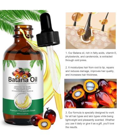 JSBNQRMZ Batana Oil for Hair Growth 60ml Pure Honduran Batana Oil for Enhanced Hair and Skin Vitality Eliminate Hair Split Ends Repairs Damaged Hair Thicker Fuller Hair Suitable for All Hair Types - Buy Online on GoSupps.com