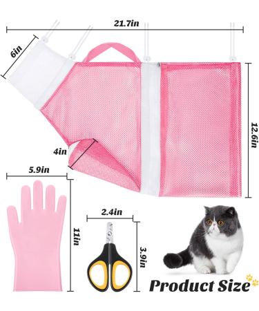 4-Piece Cat Grooming Bath Bag Set with Gloves and Nail Clippers - Perfect for Cats & Dogs Bathing and Nail Trimming - Buy Online on GoSupps.com