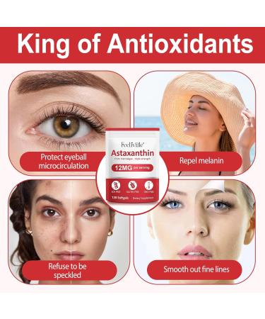Linizanjiiy Astaxanthin 12mg 120 Softgels Premium Astaxanthin Antioxidant Supplements with Antioxidant Activity Supports Eye Skin Immune Internal Circulation - Buy Online on GoSupps.com