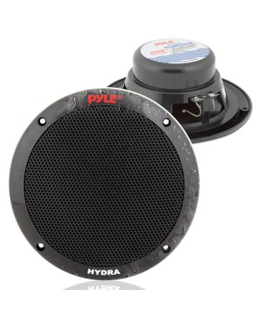 Pyle 6.5 Inch Dual Marine Speakers - 2 Way Waterproof and Weather Resistant Outdoor Audio Stereo Sound System with 400 Watt Power, Polypropylene Cone and Butyl Rubber Surround-1 Pair-PLMR605W (Black) Marine Speakers Standard Packaging