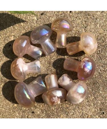 Natural Crystal Rough Home Decoration 10pcs Natural Gold Plating Flower Agate Quartz Mushroom Cherry Blossom Agate Crystal Buttom Mushroom Healing Chakra Stones 10pcs High 18mm - Buy Online on GoSupps.com
