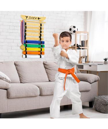 Winartton 10 Belts Bamboo Karate Belt Display Rack Hold  Taekwondo Belt Display with Stickers  Martial Arts Belt Display  No Assembly Required  Belt Holder Gift for Kids and Adult - Buy Online on GoSupps.com
