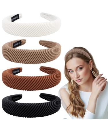 Ondder 4 Pack Padded Headbands for Women Fashion Headbands Wide Headband Stylish Head Bands for Women Girls Hair Accessories